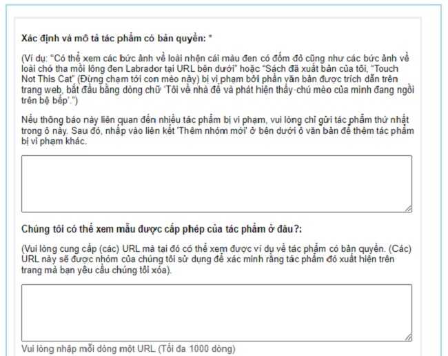 Điền th&ocirc;ng tin chống copy tr&ecirc;n web